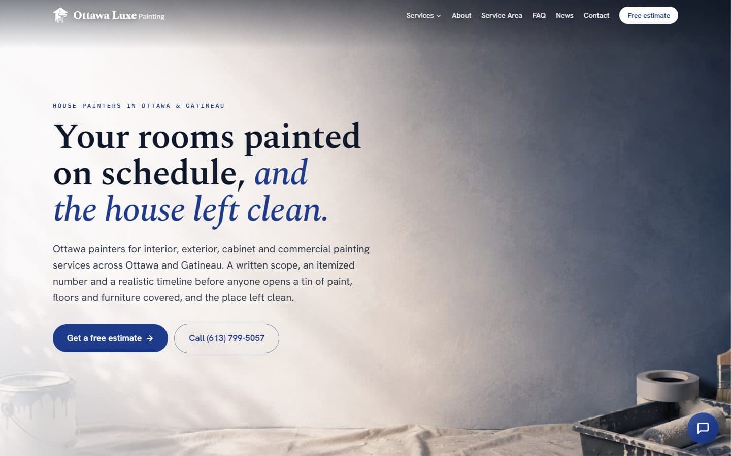 Ottawa Luxe Painting website, designed and built by Velogics